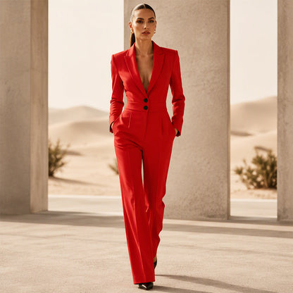 Kvinnors eleganta kavaj-jumpsuit