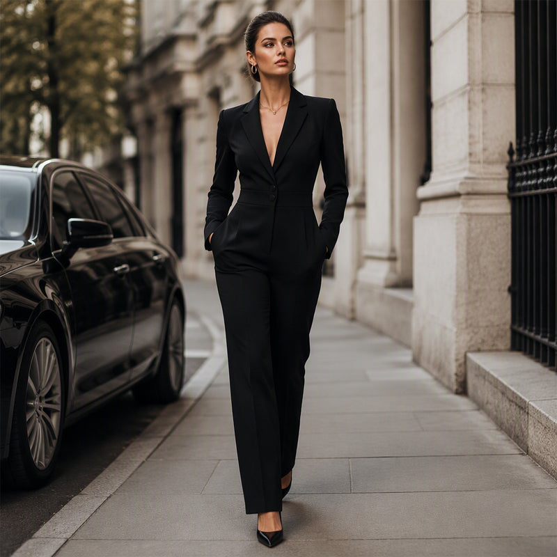Kvinnors eleganta kavaj-jumpsuit
