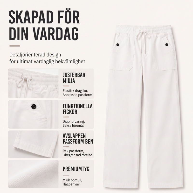 Kvinnors lediga cargobyxor med dragsko