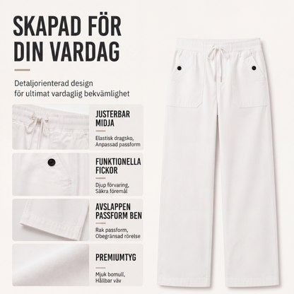 Kvinnors lediga cargobyxor med dragsko