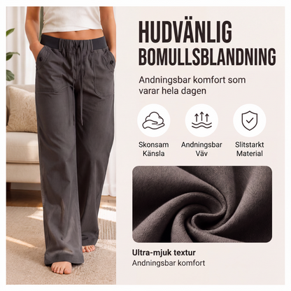 Kvinnors lediga cargobyxor med dragsko