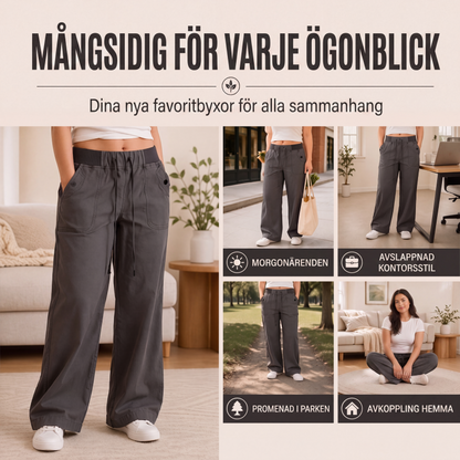 Kvinnors lediga cargobyxor med dragsko