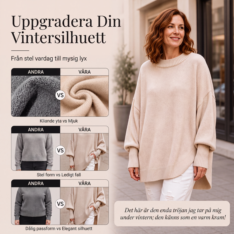 🍂Nya höstnyheter|Tröja med rund hals i stora storlekar för kvinnor