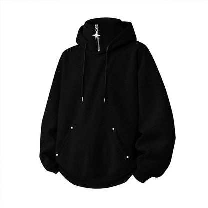 🍂 Löst sittande hoodie med hög krage för män – mysig komfort och avslappnad höststil