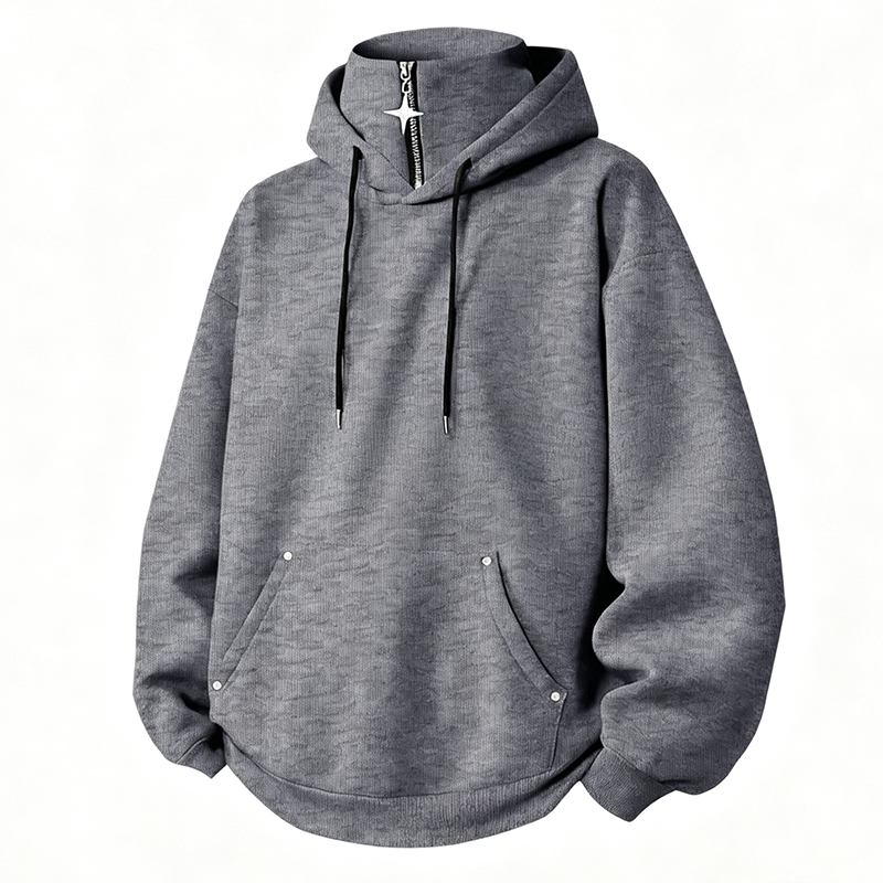 🍂 Löst sittande hoodie med hög krage för män – mysig komfort och avslappnad höststil