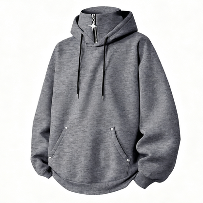 🍂 Löst sittande hoodie med hög krage för män – mysig komfort och avslappnad höststil