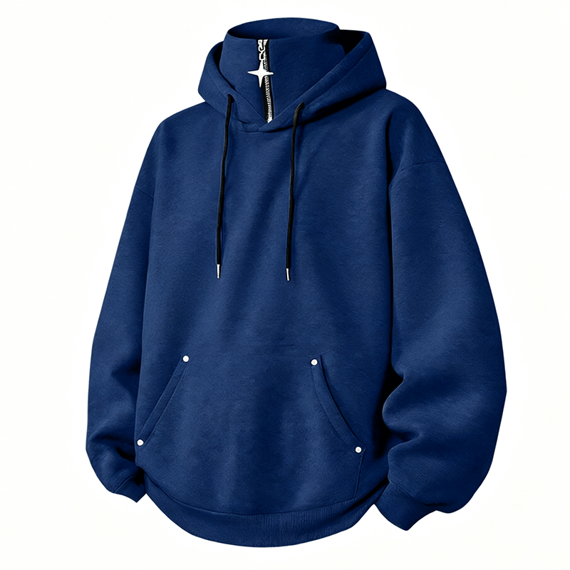 🍂 Löst sittande hoodie med hög krage för män – mysig komfort och avslappnad höststil