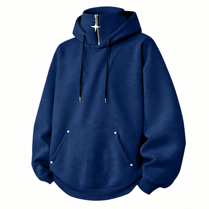 🍂 Löst sittande hoodie med hög krage för män – mysig komfort och avslappnad höststil