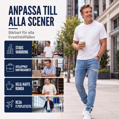 Smalpassade jeansjoggers för män med elastisk midja