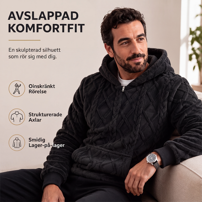 Herrluva tröja med plysch och kabelstickad textur med diamanter