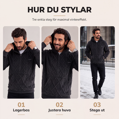 Herrluva tröja med plysch och kabelstickad textur med diamanter