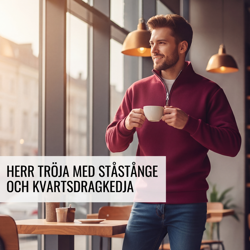 Herrtröja med ståndkrage och kvartsdragkedja