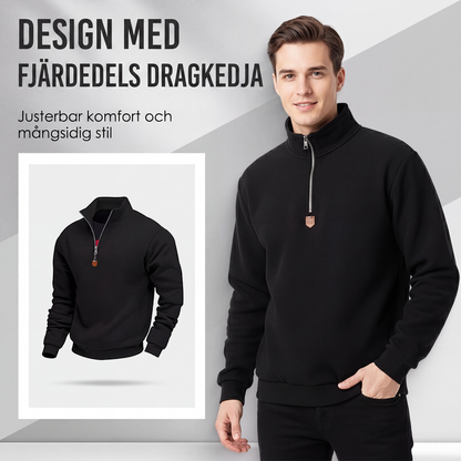 Herrtröja med ståndkrage och kvartsdragkedja
