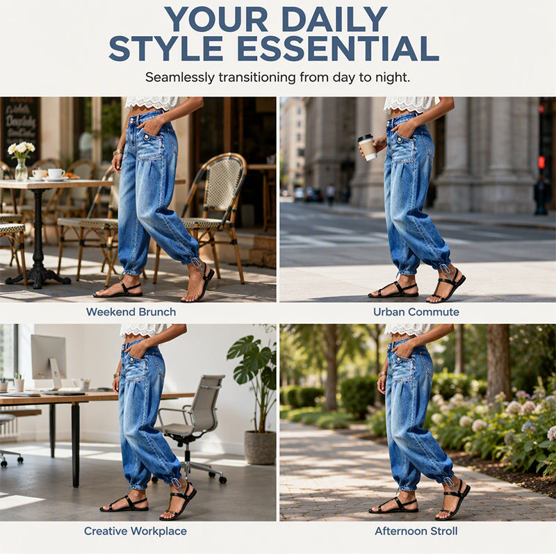 Stretchiga jeans med hög midja för damer