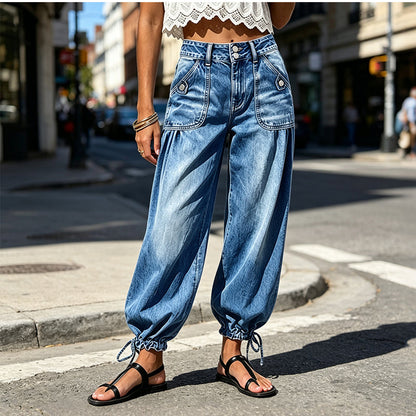 Stretchiga jeans med hög midja för damer