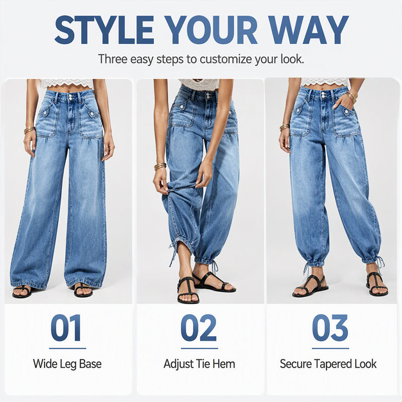 Stretchiga jeans med hög midja för damer