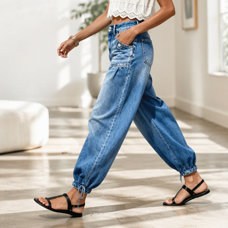 Stretchiga jeans med hög midja för damer