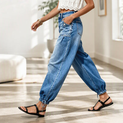 Stretchiga jeans med hög midja för damer