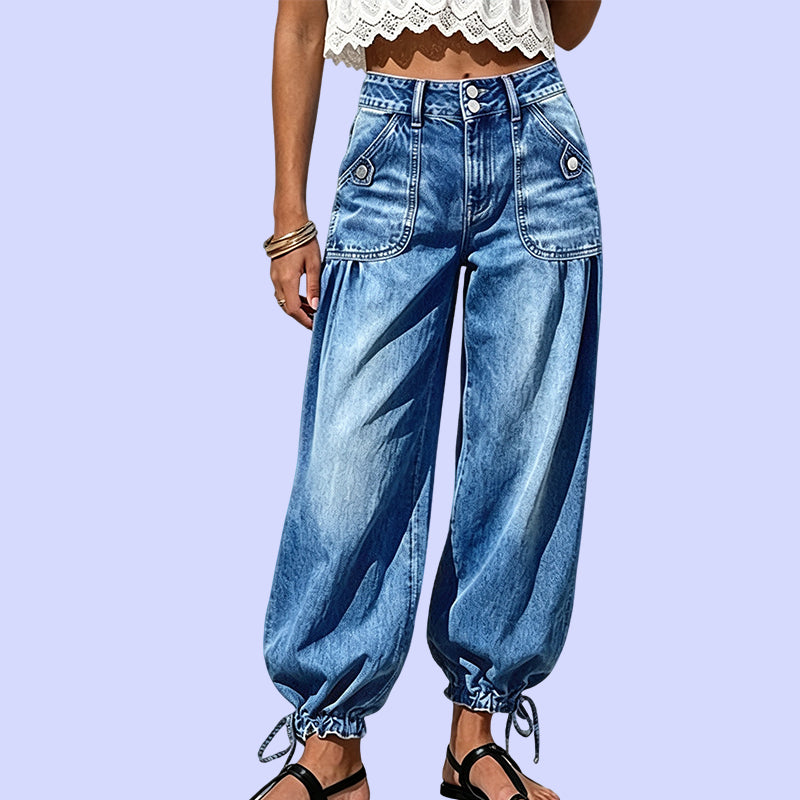 Stretchiga jeans med hög midja för damer