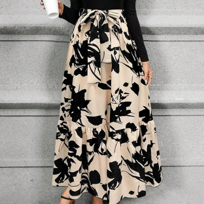 🌸Blommig maxiklänning med långa ärmar och A-linjeform för kvinnor💕