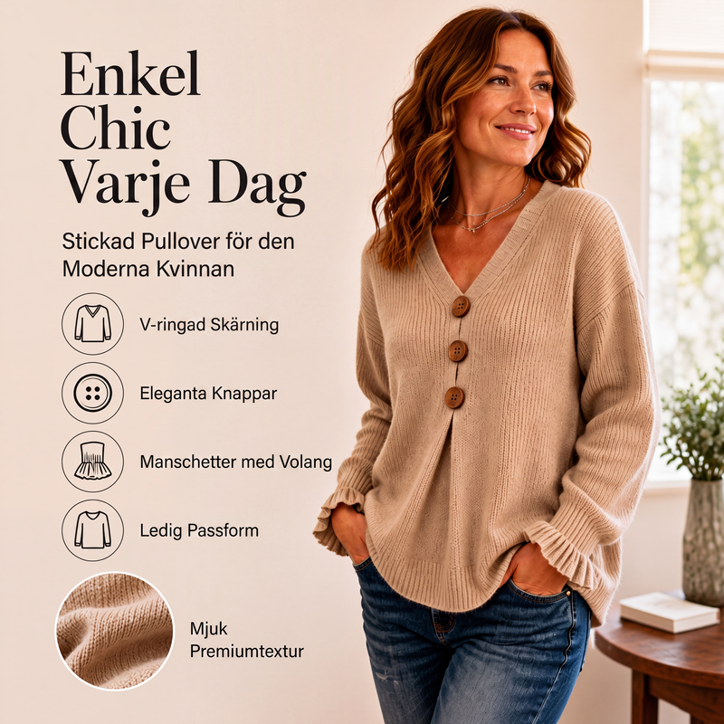 📢🎉50 % rabatt!!!🛍️✨Stickad damtröja med V-ringning