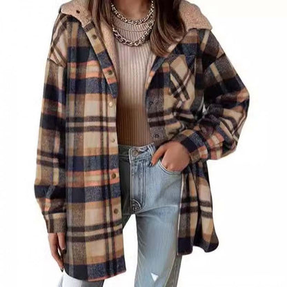 🔥Vinterrea – 50 % rabatt🔥⏰Klassisk, mysig rutig damjacka med huva🧥