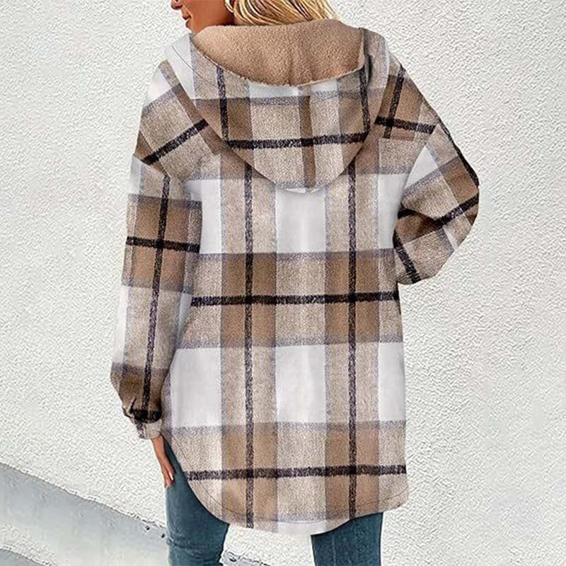 🔥Vinterrea – 50 % rabatt🔥⏰Klassisk, mysig rutig damjacka med huva🧥
