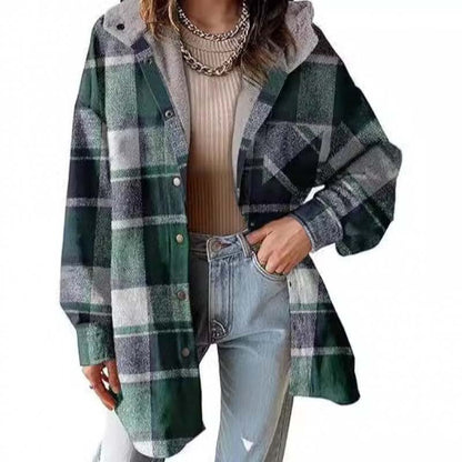 🔥Vinterrea – 50 % rabatt🔥⏰Klassisk, mysig rutig damjacka med huva🧥