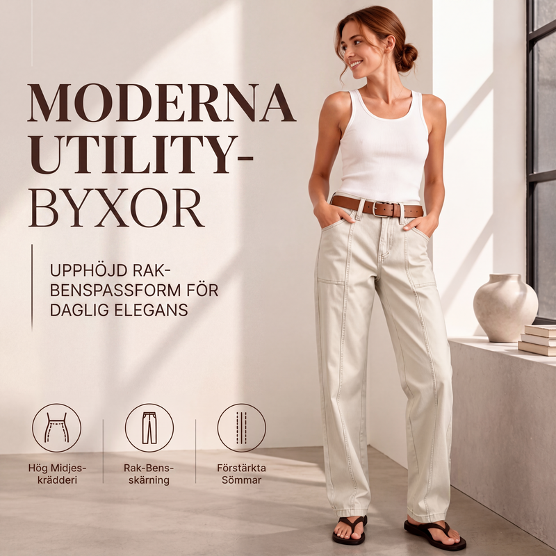 ✨En smickrande vardagsstil | Raka utility-byxor för damer med förstärkta sömmar