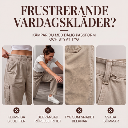 ✨En smickrande vardagsstil | Raka utility-byxor för damer med förstärkta sömmar