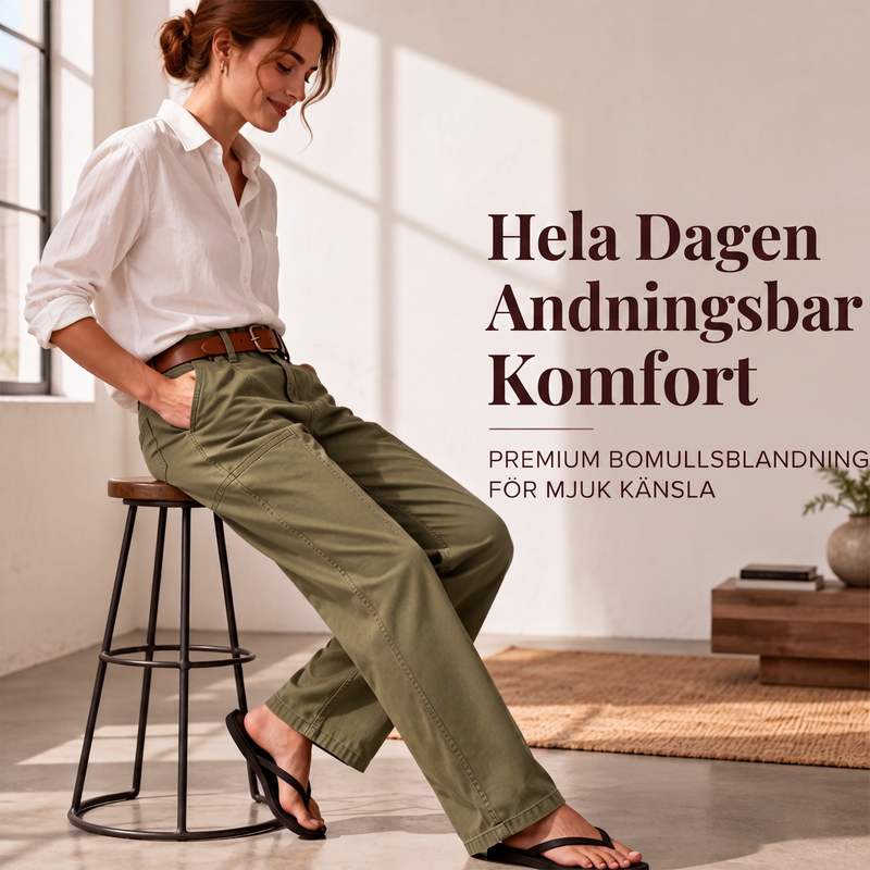 ✨En smickrande vardagsstil | Raka utility-byxor för damer med förstärkta sömmar