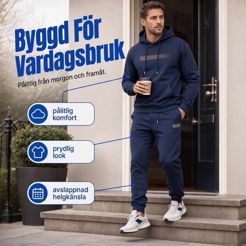 Tvådelad set för män: huvtröja och träningsbyxor