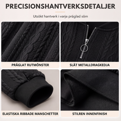 Kvinnors sweatshirt i kabelstickad design med halv dragkedja