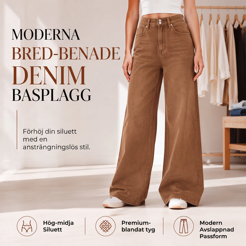 Kvinnors högmidjade vida lediga jeans
