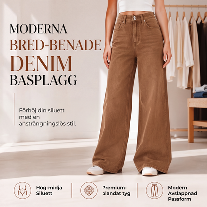 Kvinnors högmidjade vida lediga jeans