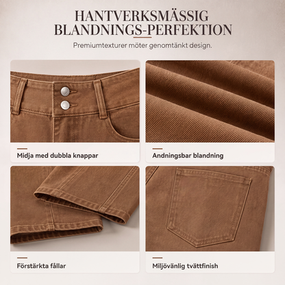 Kvinnors högmidjade vida lediga jeans