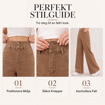 Kvinnors högmidjade vida lediga jeans