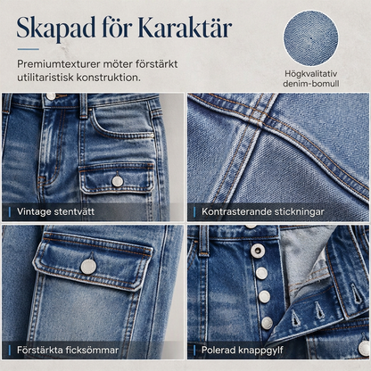Högmidjade stretchiga raka jeans för kvinnor