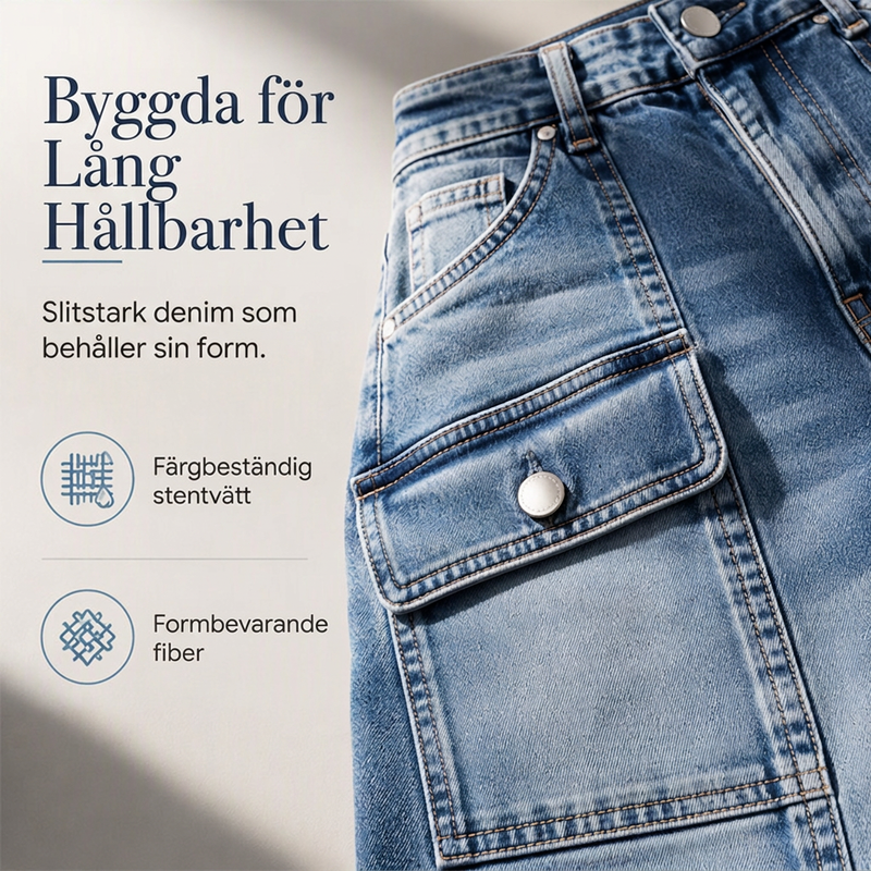 Högmidjade stretchiga raka jeans för kvinnor