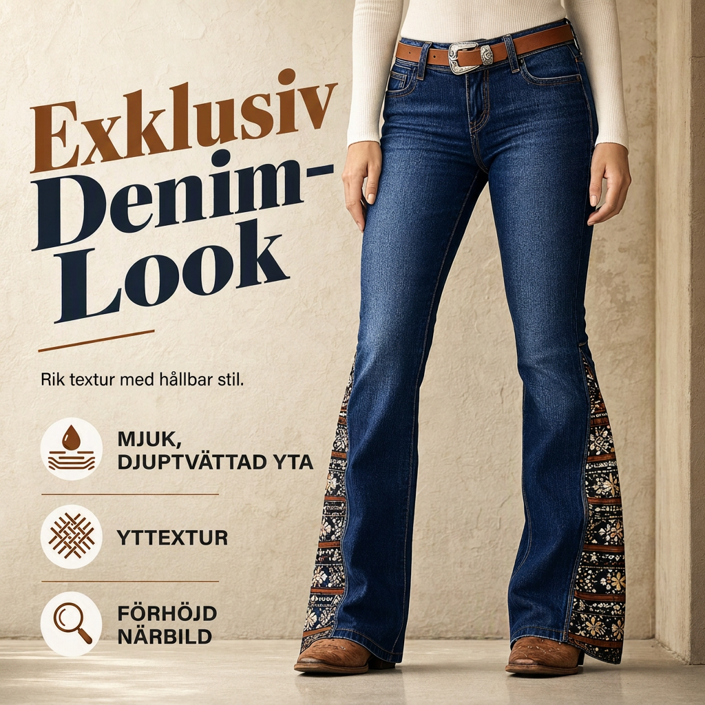 Kvinnors retro-klockisjeans med bohemiskt tryck