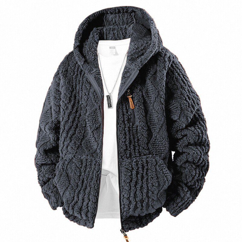 Huvtröja i fleece med dragkedja för män