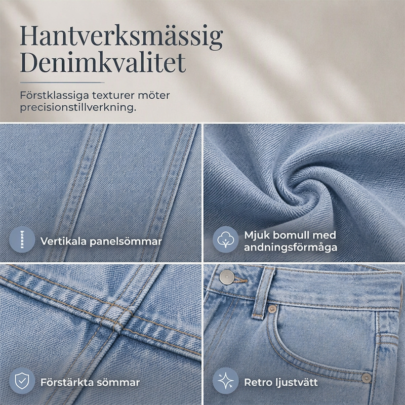 Kvinnors lediga högmidjade jeans med vida ben