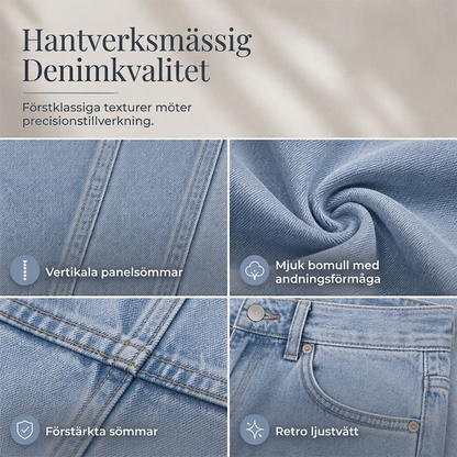 Kvinnors lediga högmidjade jeans med vida ben