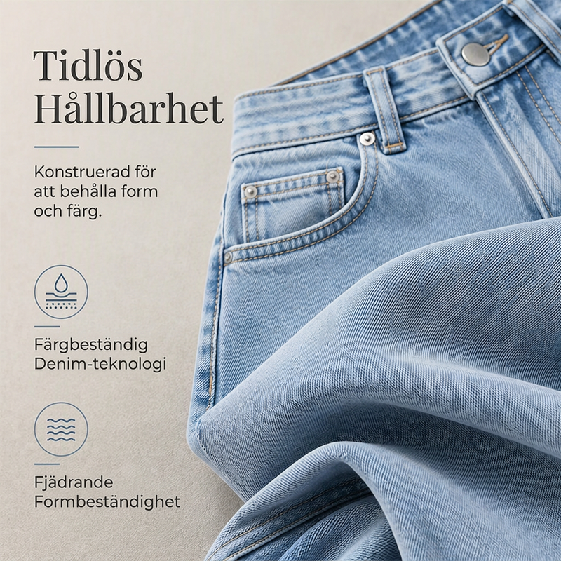 Kvinnors lediga högmidjade jeans med vida ben