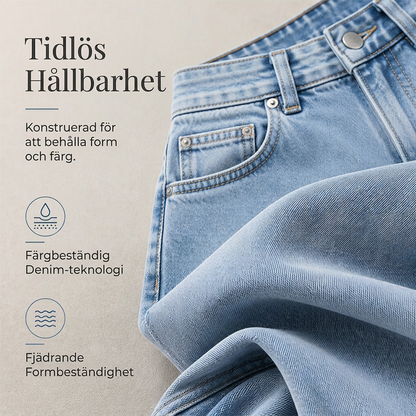 Kvinnors lediga högmidjade jeans med vida ben