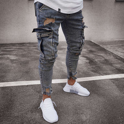 Cargojeans för män, skinny fit med stretch