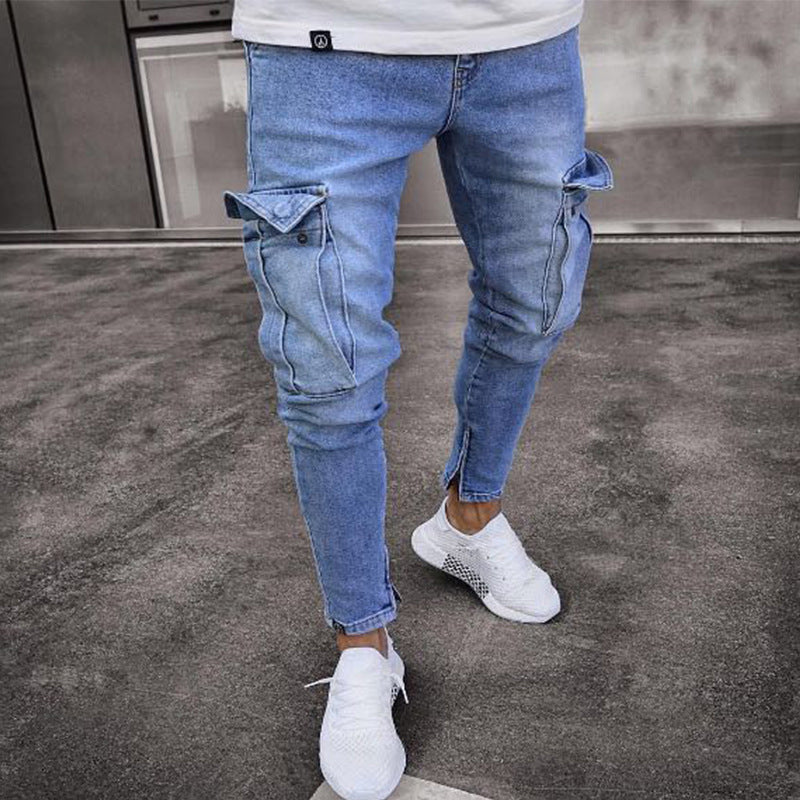 Cargojeans för män, skinny fit med stretch