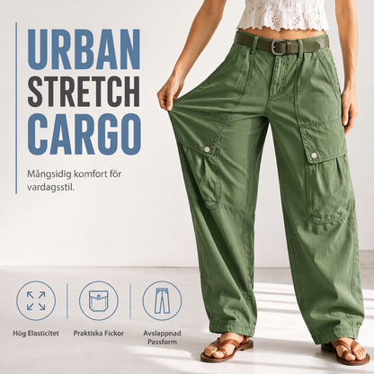 Vida, stretchiga cargobyxor för kvinnor