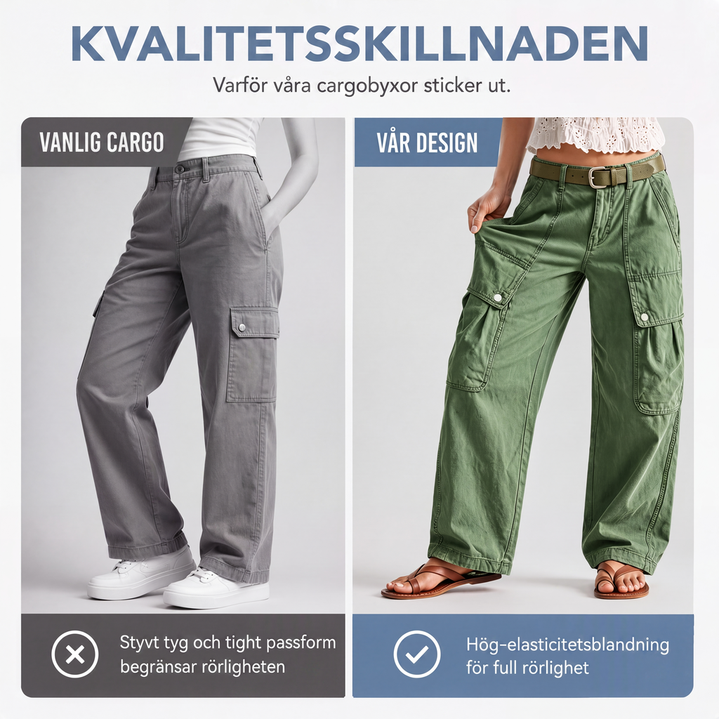 Vida, stretchiga cargobyxor för kvinnor