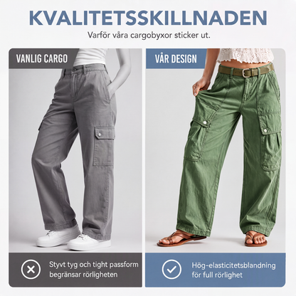 Vida, stretchiga cargobyxor för kvinnor